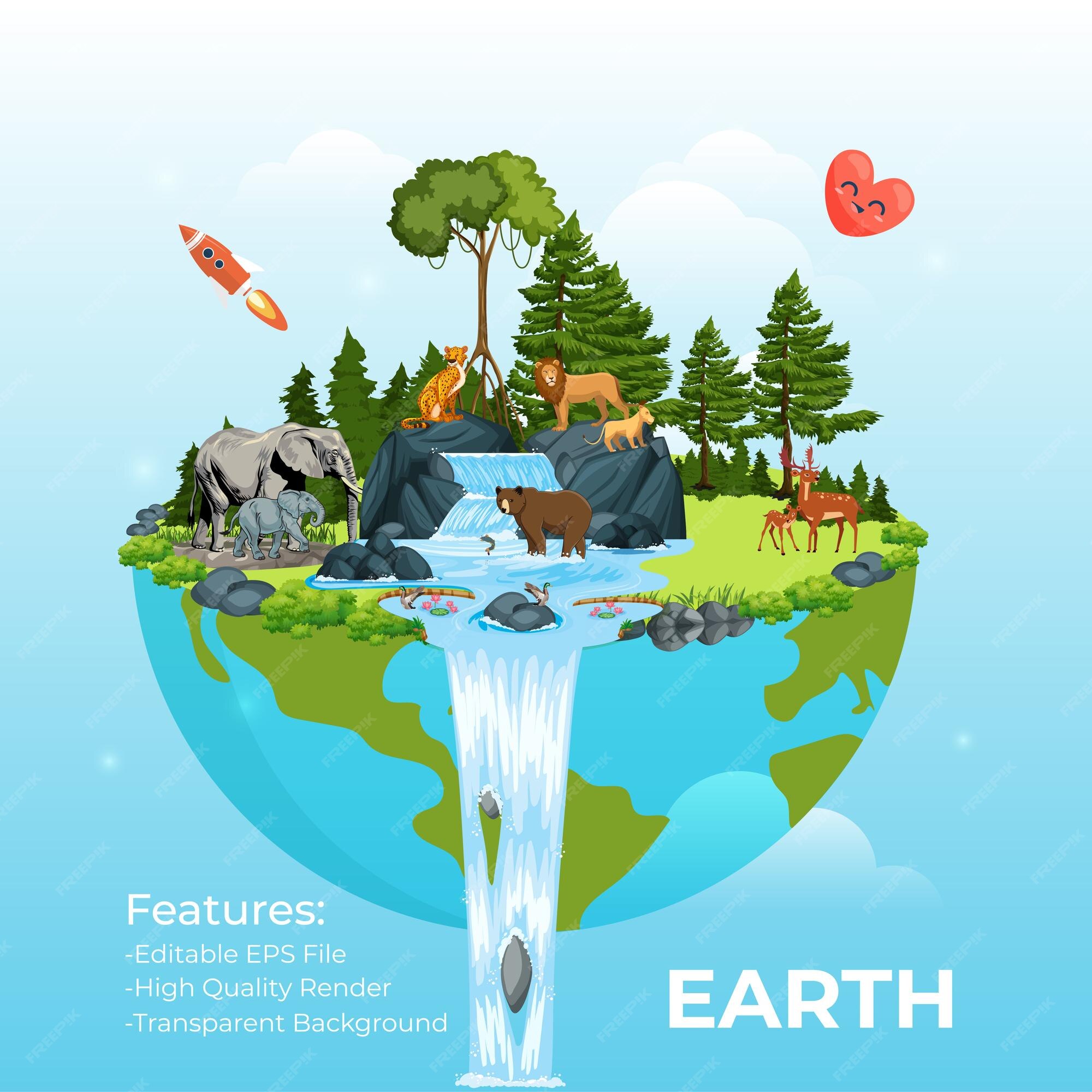 Premium Vector | Lovely planet earth with cartoon style