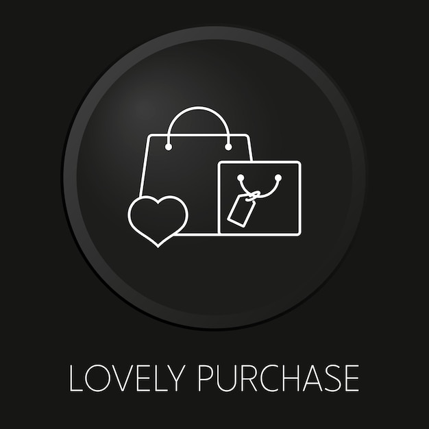 Lovely purchase minimal vector line icon on 3D button isolated on black background Premium Vector