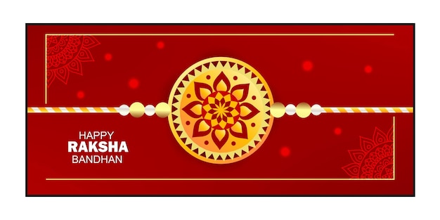 사랑스러운 Raksha Bandhan 골드 빛나는 배너 디자인