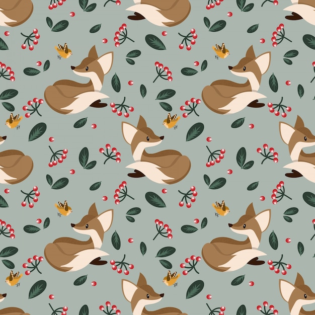 Lovely seamless pattern with cute foxes.