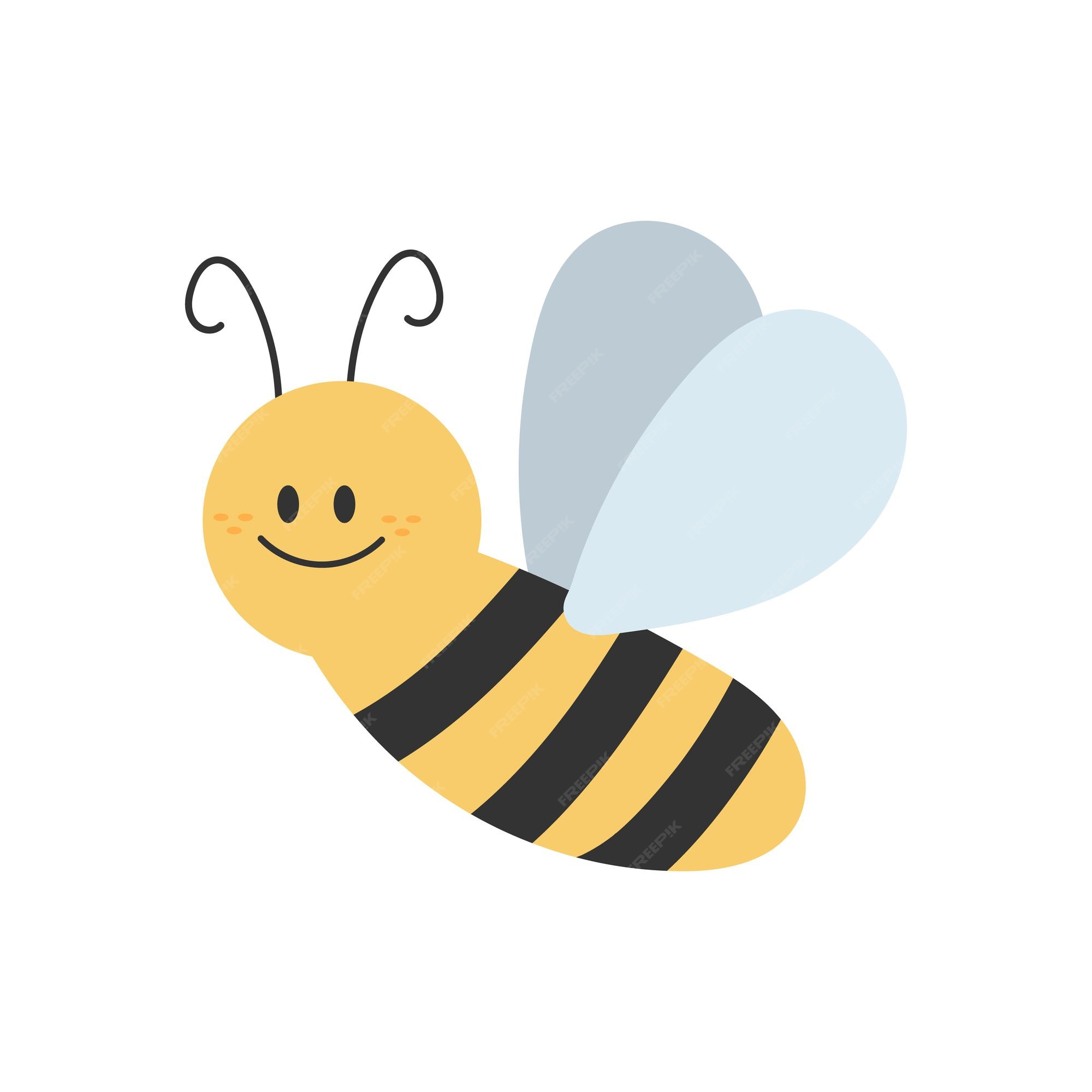 Premium Vector | Lovely simple design of a cartoon yellow and black bee on a white background Premium Vector | Lovely simple design of a cartoon yellow and black bee on a white background