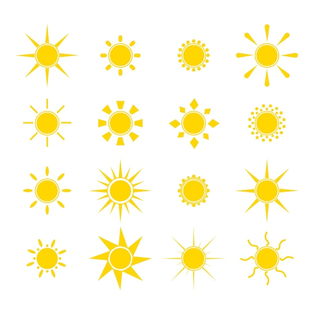 Lovely smiling sun emoji. Summer emoticons.