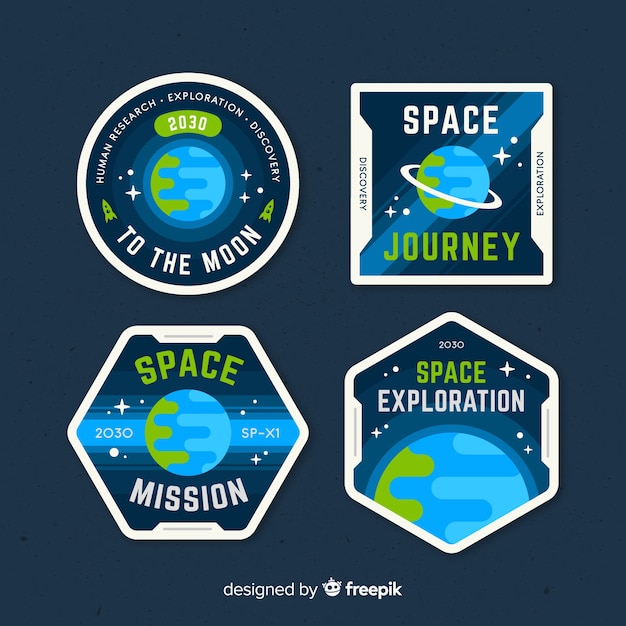 Lovely space badge collection with flat design