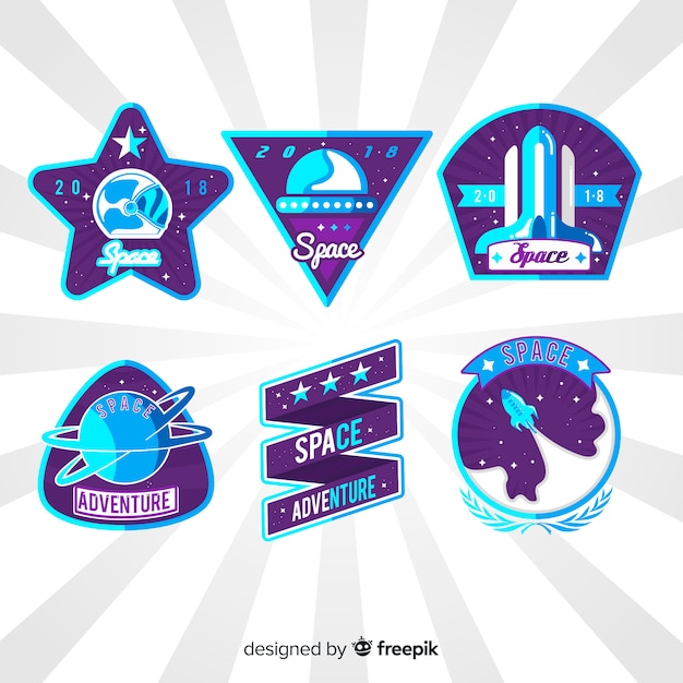 Vector lovely space badge collection with flat design