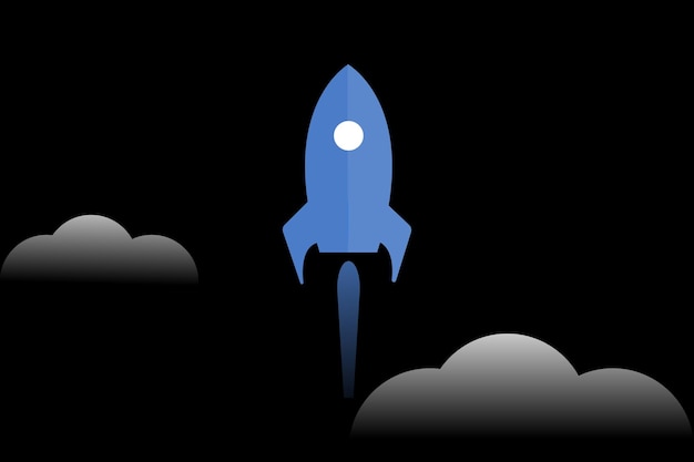 Lovely space rocket with flat design