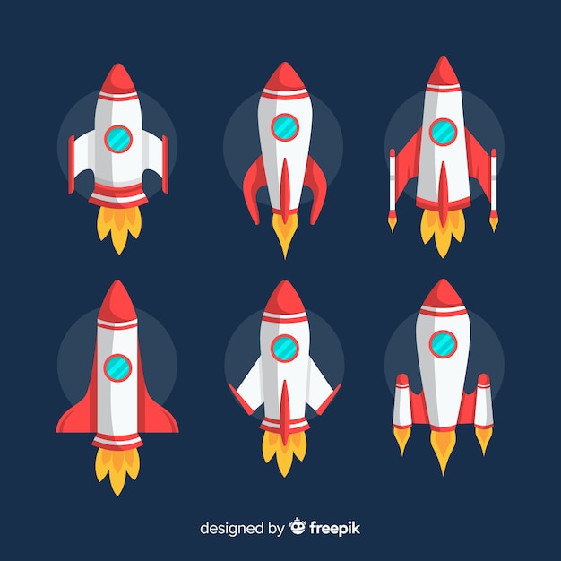 Lovely spaceship collection with flat design