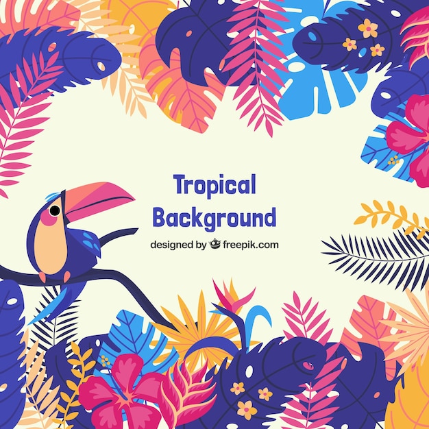 Vector lovely tropical background with flat design