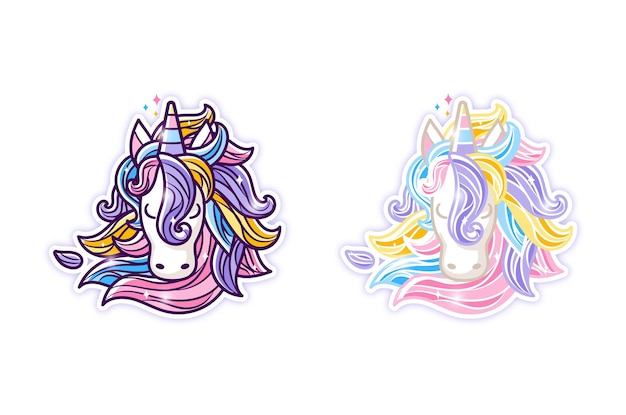 Lovely unicorn mascot with two tipe of colouring