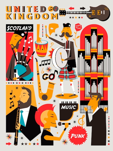 Lovely united kingdom music night poster design