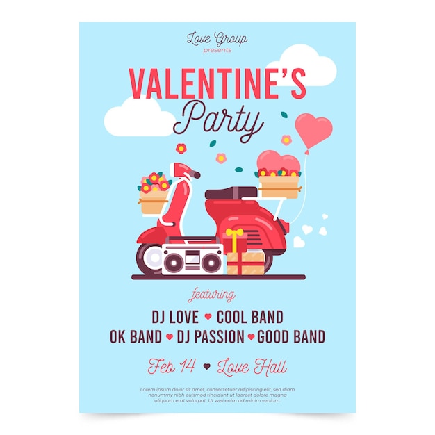 Vector lovely valentine's day party poster template