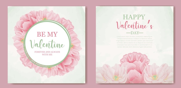 lovely valentines day cardtemplate with wreath tulip floral