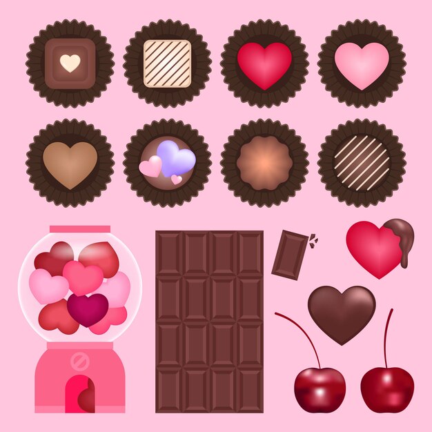 Vector lovely valentines day illustration set