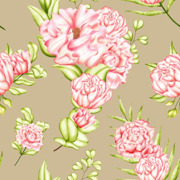 Lovely watercolor flowers seamless pattern