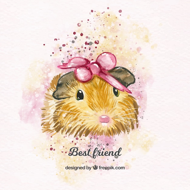 Lovely watercolor guinea pig