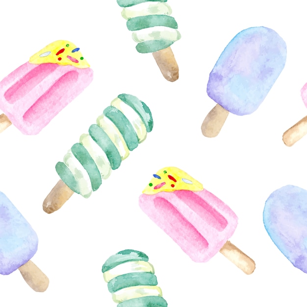 Vector lovely watercolor ice creams