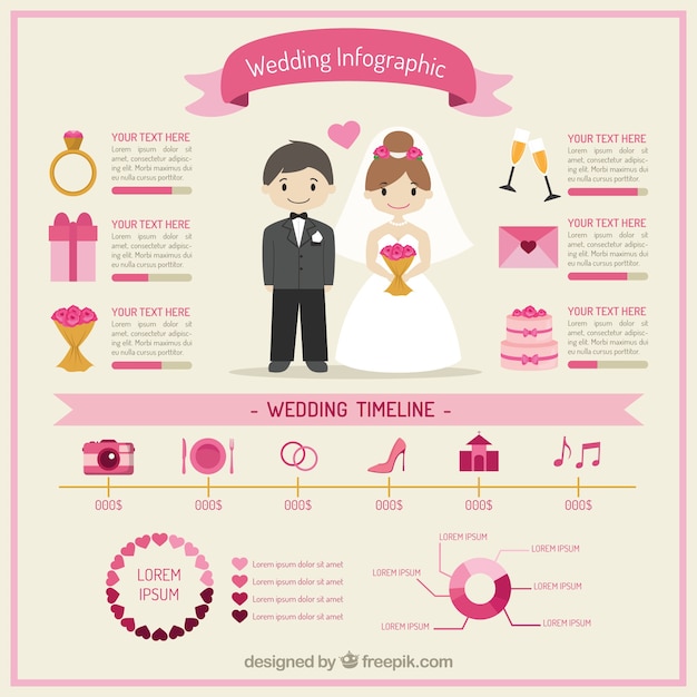 Vector lovely wedding infographic