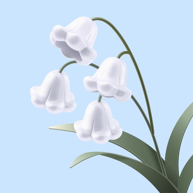 Vector lovely white lily of the valley