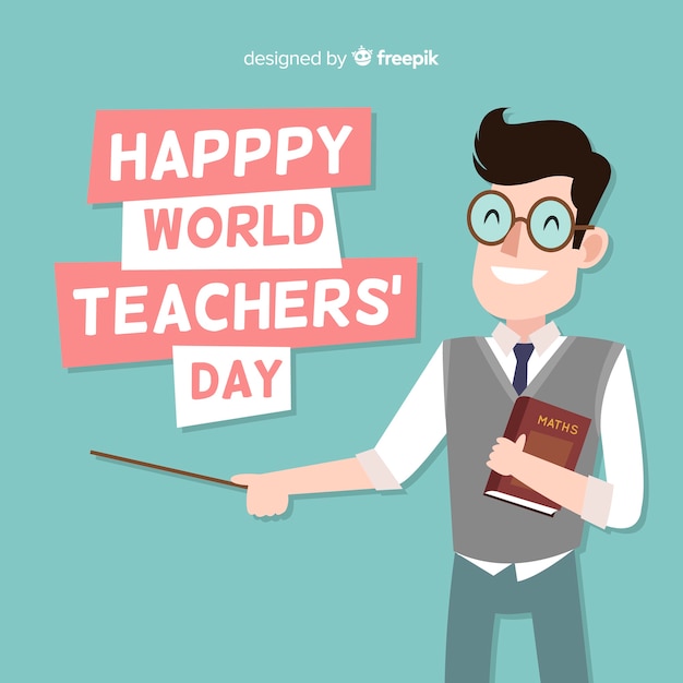 lovely world teachers' day composition with flat design