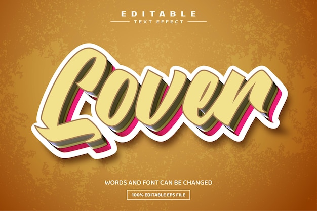 Lover 3d editable text effect template