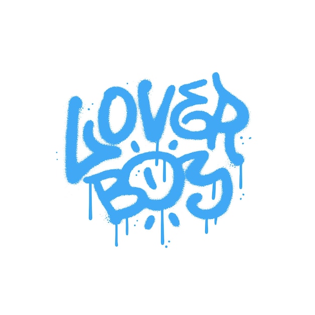 Мальчик-любовник распылил рисованное слово в стиле городского граффити, векторная текстурированная типографская иллюстрация w