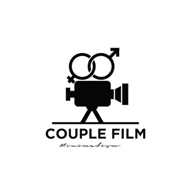 Vector lover film studio movie film production logo ontwerp vector pictogram illustratie