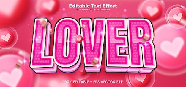 Lover Valentines Day Bewerkbare tekst-effect 3d tekst-effekt sjabloon