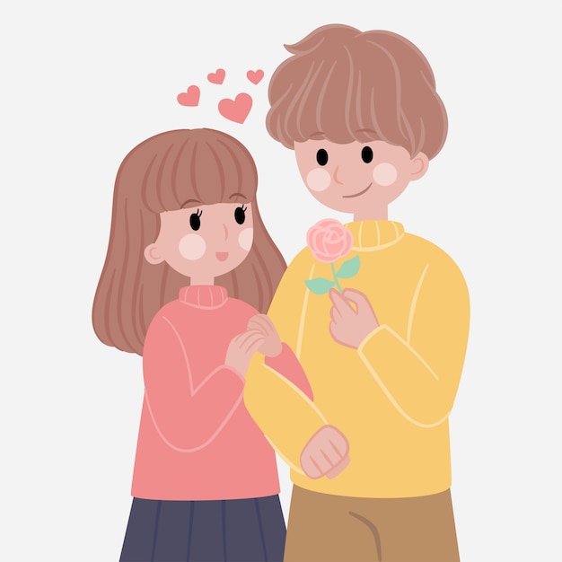  lover walk arm in arm flat design character