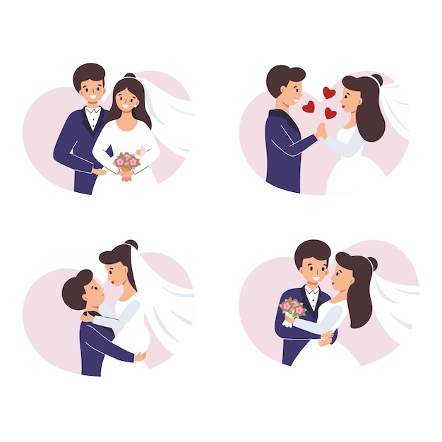 新郎新婦の愛好家は結婚式を祝います。