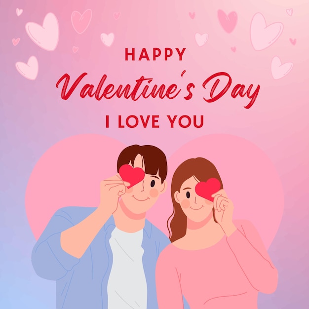 Vector loving couple happy valentines day