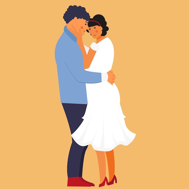 Loving couple in retro style