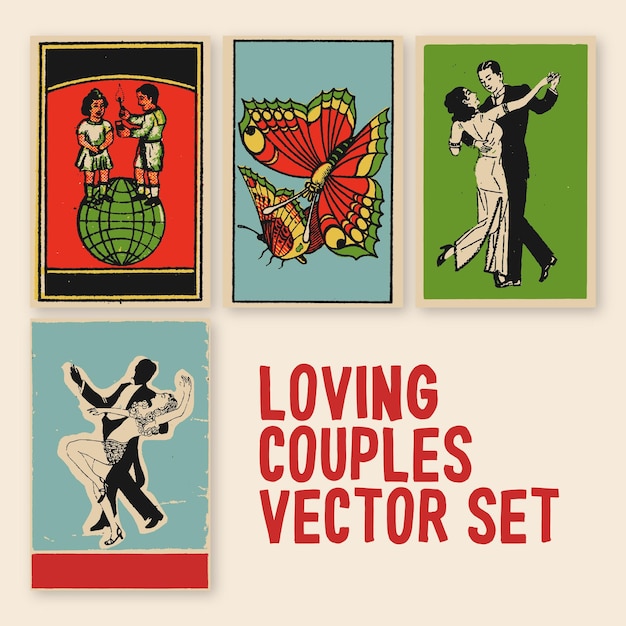 Loving Couples Poster Vector set