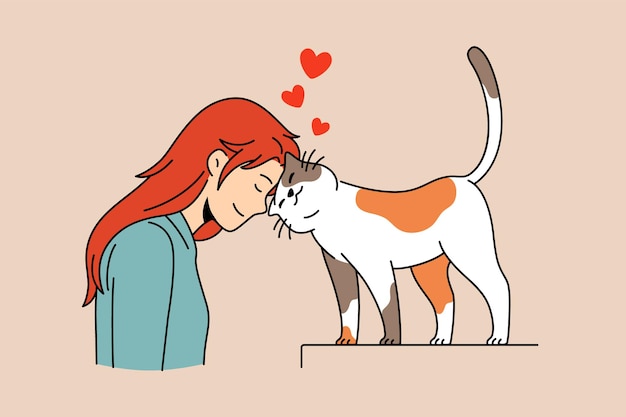 Loving domestic pets and cat person concept