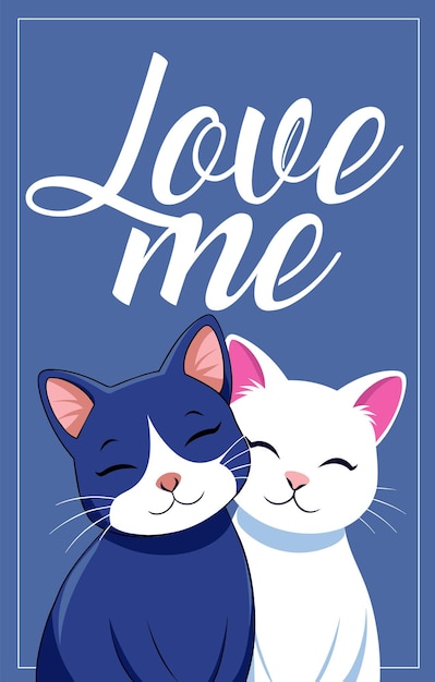 Loving hug Navy Blue and White Cats Vector