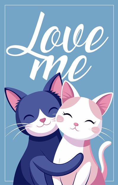 Loving hug Navy Blue and White Cats Vector