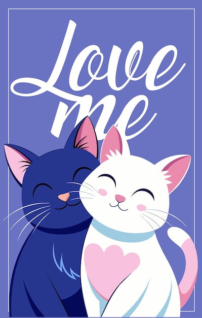 Loving hug Navy Blue and White Cats Vector