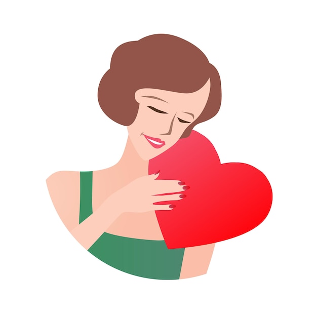 Loving Woman Holding Heart