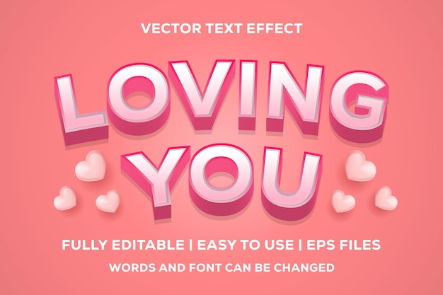 Loving you vector text effect fully editable