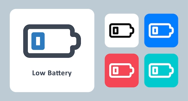 Icone del profilo della linea di illustrazione vettoriale dell'icona della batteria scarica