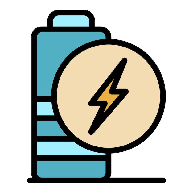 Vector low charge battery icon outline low charge battery vector icon color flat isolated