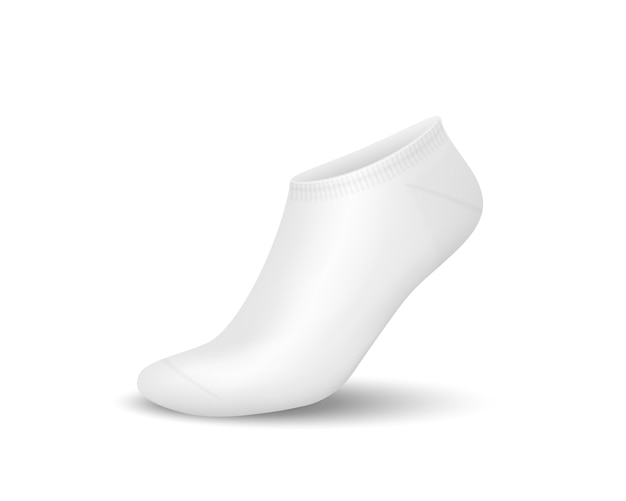 Vector low cut white sock 3d mockup quarter non slip sock realistic isolated on white background template for design and brand vector illustration