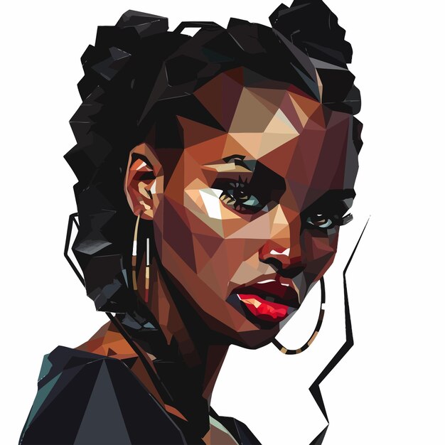 Vector low_poly_abstract_portrait_of_a_black_girl_vector