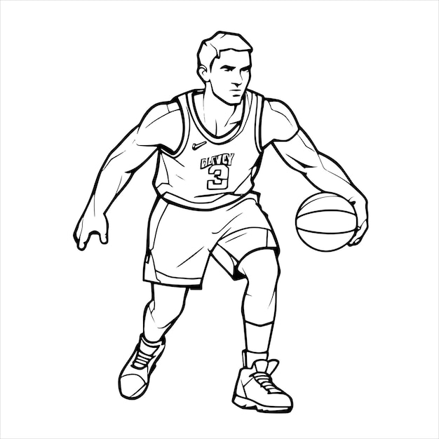 Low Poly Basketball Player Coloring Page