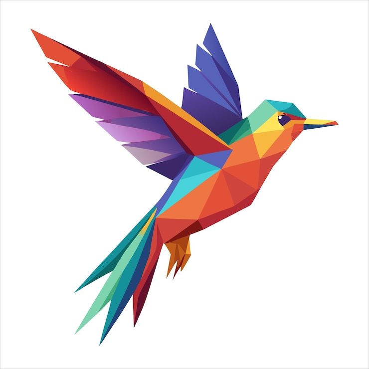 Vector low poly colorful birds vector art