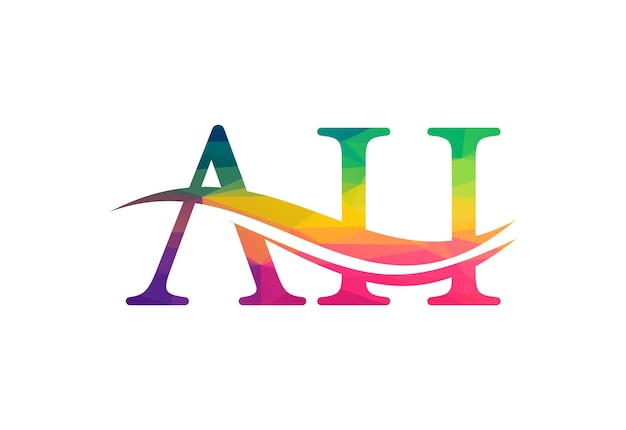 Low Poly en Initial AH Letter logo ontwerp Vector ontwerp concept