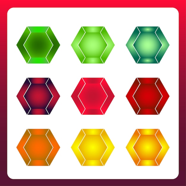 Vector low poly hexagonal gemstones vector design