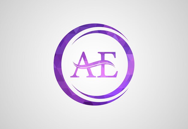 Vector low poly and initial ae letter logo design vector design concept