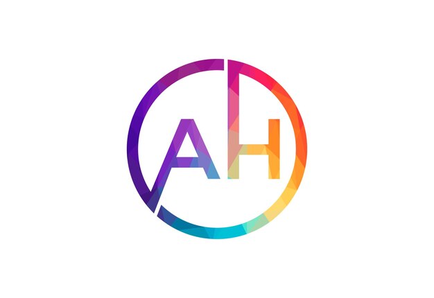 Low Poly and Initial AH Letter logo design Vector design concept