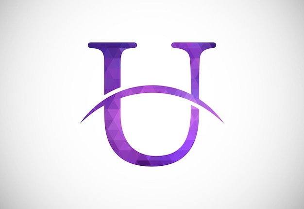 低ポリと最初の U 文字ロゴ デザイン ベクトル図