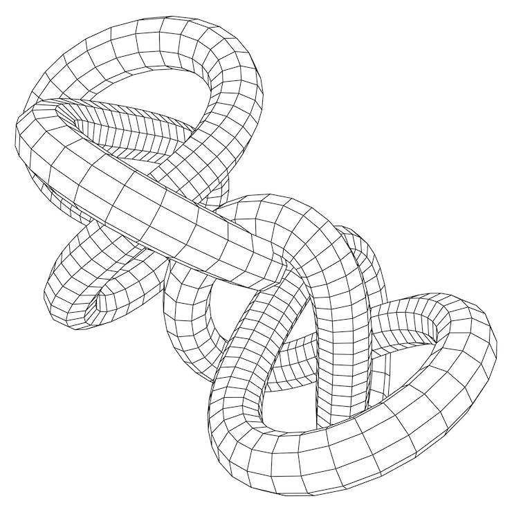 Vector low poly knot or wire wireframe mesh background scinece and tech vector illustration
