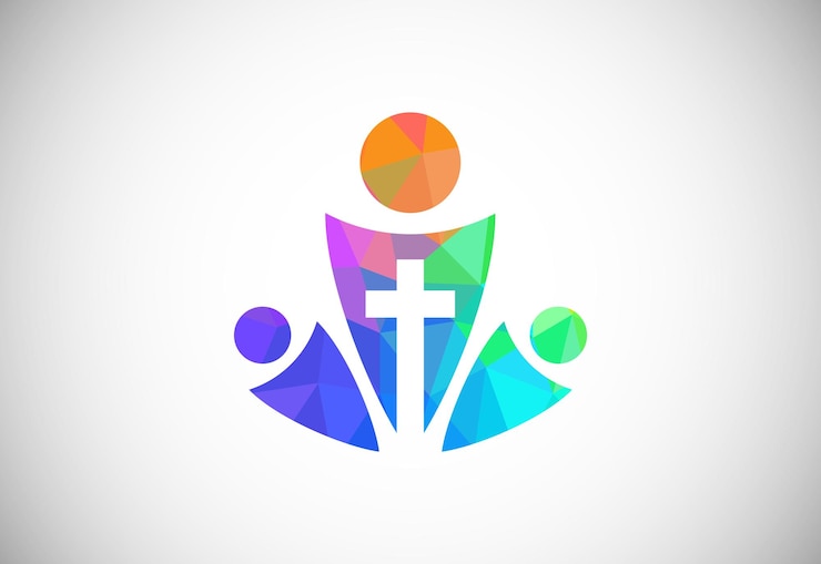 Vector low poly style church logo christian sign symbols the cross of jesus